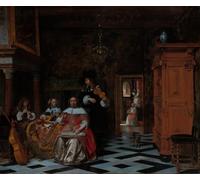 POSTERIIk Vintage Art Print Images Pictures Print Portrait of a Family Playing Music by Pieter De Hooch Modern Colour Posters for Office Home Decor 60x90cm