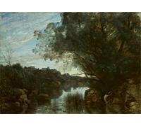 POSTERIIk Vintage Art Print Images Pictures Print Souvenir of the Environs of Lake Nemi by Jean Baptiste Camille Corot Modern Colour Posters for Office Home Decor 60x90cm