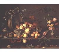 POSTERIIk Vintage Art Print Images Pictures Print Still Life with Fruit Flowers and Parrots by Balthasar Van Der Ast Modern Colour Posters for Office Home Decor 60x90cm