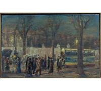 POSTERIIk Vintage Art Print Images Pictures Print Street scene at the Brandenburg Gate evening at Brandenburg by Max Liebermann Modern Colour Posters for Office Home Decor 60x90cm
