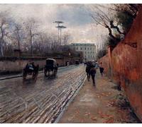 POSTERIIk Vintage Art Print Images Pictures Print Street Scene in Autumn by Attilio Pratella Modern Colour Posters for Office Home Decor 60x90cm