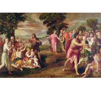 POSTERIIk Vintage Art Print Images Pictures Print the Feeding of the Five Thousand by Lambert Sustris Modern Colour Posters for Office Home Decor 60x90cm