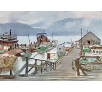 POSTERIIk Vintage Art Print Images Pictures Print the Fish Market Vancouver the Mosquito Fleet by Harold Copping Modern Colour Posters for Office Home Decor 60x90cm