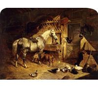POSTERIIk Vintage Art Print Images Pictures Print the Interior of a Stable with a Dfruits Grey Horse in Harness with Ducks Goats by Frederick Herring Senior for Office Home Decor 60x90cm