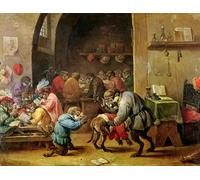 POSTERIIk Vintage Art Print Images Pictures Print the Monkeys At School by David Teniers the Younger Modern Colour Posters for Office Home Decor 60x90cm