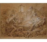 POSTERIIk Vintage Art Print Images Pictures Print The Nativity pen and ink wash heightened by François Boucher Modern Colour Posters for Office Home Decor 60x90cm