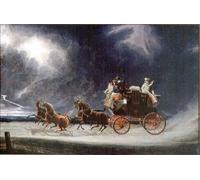 POSTERIIk Vintage Art Print Images Pictures Print the Norwich Mail in a Thunderstorm on Newmarket Heath by Pollard Modern Colour Posters for Office Home Decor 60x90cm