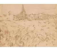POSTERIIk Vintage Art Print Images Pictures Print Wheatfield Saint-rémy De Provence by Vincent Van Gogh Modern Colour Posters for Office Home Decor 60x90cm