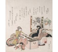 POSTERIIk Vintage Art Print Images Pictures Print Women Preparing Tea Aroand the Fire-holder by Katsushika Hokusai Modern Colour Posters for Office Home Decor 60x90cm