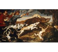 POSTERIIk Vintage Classic Picture Landscape Artwork a Boar Hunt by Frans Snyders or Snijders Portrait Canvas Painting for Office Home Decor 60x90cm