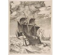 POSTERIIk Vintage Classic Picture Landscape Artwork a Dutch Hulk and a Boeier From the Sailing Vessels by Pieter Bruegel the Elder Portrait Canvas Painting for Office Home Decor 60x90cm