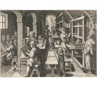 POSTERIIk Vintage Classic Picture Landscape Artwork a Herd of Elephants Instinctively Build a Pit Trap by Jan Van Der Straet Portrait Canvas Painting for Office Home Decor 60x90cm