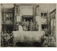 POSTERIIk Vintage Classic Picture Landscape Artwork Christ presented to the people: oblong plate by Rembrandt van Rijn Portrait Canvas Painting for Office Home Decor 60x90cm