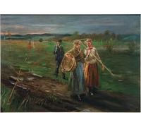 POSTERIIk Vintage Classic Picture Landscape Artwork During the Haymaking by Fritz Von Uhde Portrait Canvas Painting for Office Home Decor 60x90cm