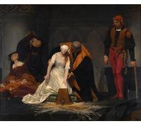 POSTERIIk Vintage Classic Picture Landscape Artwork Execution of Lady Jane Gray in Tower of London Year by Paul Delaroche Portrait Canvas Painting for Office Home Decor 60x90cm