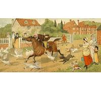 POSTERIIk Vintage Classic Picture Landscape Artwork Gilpin Gallops Through a Village by Famous Artist Portrait Canvas Painting for Office Home Decor 60x90cm