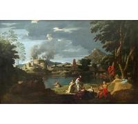 POSTERIIk Vintage Classic Picture Landscape Artwork Landscape with Orpheus and Eurydice by Nicolas Poussin Portrait Canvas Painting for Office Home Decor 60x90cm