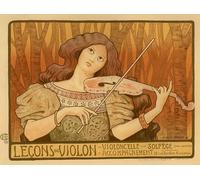 POSTERIIk Vintage Classic Picture Landscape Artwork Lessons From Violin Poster by Paul Berthon Portrait Canvas Painting for Office Home Decor 60x90cm