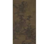 POSTERIIk Vintage Classic Picture Landscape Artwork Listening to the Pines in a Riverside Pavilion by Ming Dynasty Chinese School Portrait Canvas Painting for Office Home Decor 60x90cm