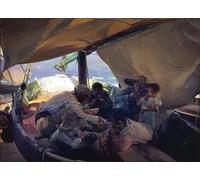 POSTERIIk Vintage Classic Picture Landscape Artwork Lunch on the boat by Joaquín Sorolla Portrait Canvas Painting for Office Home Decor 60x90cm
