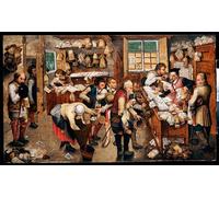 POSTERIIk Vintage Classic Picture Landscape Artwork Peasants Paying Tithes by Pieter Brueghel the Younger Portrait Canvas Painting for Office Home Decor 60x90cm