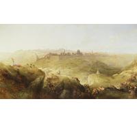 POSTERIIk Vintage Classic Picture Landscape Artwork Pilgrims Approaching Jerusalem by David Roberts Portrait Canvas Painting for Office Home Decor 60x90cm