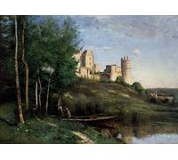 POSTERIIk Vintage Classic Picture Landscape Artwork Ruins of the Château de Pierrefonds by Jean Baptiste Camille Corot Portrait Canvas Painting for Office Home Decor 60x90cm