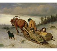 POSTERIIk Vintage Classic Picture Landscape Artwork Seeing off the Dead by Vasili GriGorrevich Perov Portrait Canvas Painting for Office Home Decor 60x90cm
