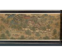 POSTERIIk Vintage Classic Picture Landscape Artwork Spring Festival on the River Handscroll by Qing Dynasty Chinese School Portrait Canvas Painting for Office Home Decor 60x90cm