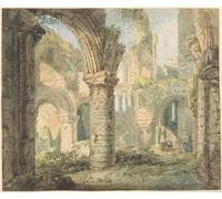 POSTERIIk Vintage Classic Picture Landscape Artwork St Cuthbert's Holy Island by Girtin Portrait Canvas Painting for Office Home Decor 60x90cm