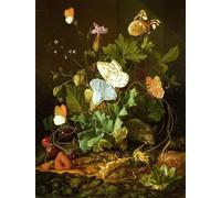 POSTERIIk Vintage Classic Picture Landscape Artwork Still Life of a Forest Floor with Flowers a Mouse by Elias Van Den Broeck Portrait Canvas Painting for Office Home Decor 60x90cm