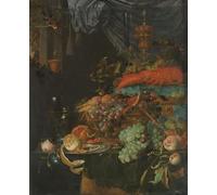 POSTERIIk Vintage Classic Picture Landscape Artwork Still Life with Fruit and a Goldfinch by Abraham Mignon Portrait Canvas Painting for Office Home Decor 60x90cm