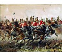 POSTERIIk Vintage Classic Picture Landscape Artwork the Charge of the Light Brigade During the Battle of Balaclava by Michael Angelo Hayes Portrait Canvas Painting for Office Home Decor 60x90cm