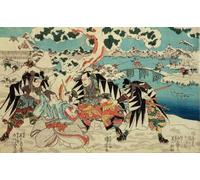 POSTERIIk Vintage Classic Picture Landscape Artwork the 'chushingura'; a Scene From Act Ii When the Ronin Attack Moronao's Castle by Utagawa Kuniyoshi for Office Home Decor 60x90cm