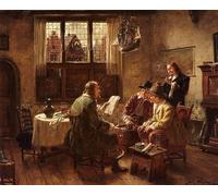 POSTERIIk Vintage Classic Picture Landscape Artwork The Contract Fritz Wagner Portrait Canvas Painting for Office Home Decor 60x90cm