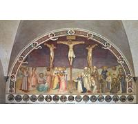 POSTERIIk Vintage Classic Picture Landscape Artwork the Crucifixion with Ss Cosmas Damian and Bernard by Fra Angelico Portrait Canvas Painting for Office Home Decor 60x90cm
