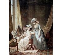 POSTERIIk Vintage Classic Picture Landscape Artwork the Difficult Confession a Servant Hearing Her Mistress by Jean Francois Janinet Portrait Canvas Painting for Office Home Decor 60x90cm