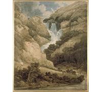 POSTERIIk Vintage Classic Picture Landscape Artwork the Gorge of Wathenlath with the Falls of Lodore by Girtin Portrait Canvas Painting for Office Home Decor 60x90cm