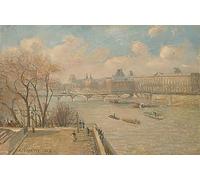POSTERIIk Vintage Classic Picture Landscape Artwork the Louvre From the Pont Neuf by Camille Jacob Pissarro Portrait Canvas Painting for Office Home Decor 60x90cm