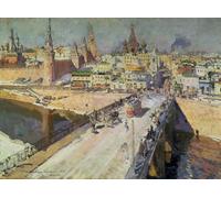 POSTERIIk Vintage Classic Picture Landscape Artwork the Moskva River Bridge by Konstantin Alekseevich Korovin Portrait Canvas Painting for Office Home Decor 60x90cm