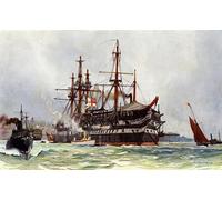 POSTERIIk Vintage Classic Picture Landscape Artwork the Old Implacable At Devsnport by Charles Edward Portrait Canvas Painting for Office Home Decor 60x90cm