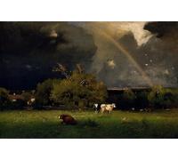 POSTERIIk Vintage Classic Picture Landscape Artwork the Rainbow by George Inness Portrait Canvas Painting for Office Home Decor 60x90cm