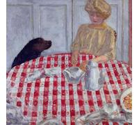 POSTERIIk Vintage Classic Picture Landscape Artwork the Red Checked Table Cloth or the Dogs Dinner by Pierre Bonnard Portrait Canvas Painting for Office Home Decor 60x90cm