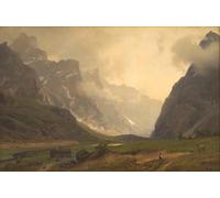 POSTERIIk Vintage Classic Picture Landscape Artwork the Troll Peaks in Romsdalen the Foot of Romsdalshorn to the Right by Hans Gude Portrait Canvas Painting for Office Home Decor 60x90cm