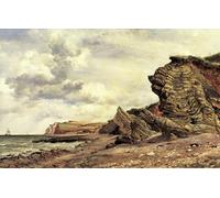 POSTERIIk Vintage Classic Picture Landscape Artwork Triassic Cliffs North Somerset by Edward William Cooke Portrait Canvas Painting for Office Home Decor 60x90cm