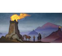 POSTERIIk Vintage Classic Picture Landscape Artwork Victory Flames by Nicholas Roerich Portrait Canvas Painting for Office Home Decor 60x90cm