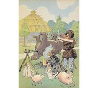 POSTERIIk Vintage Print Pop Art Landscape Artwork a Gaulish Family Cooking a Bear Illustration From let Play History by Jacques Marie Gaston Onfray De Breville Art Prints for Office Home Decor 60x90cm