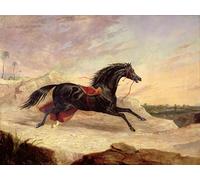 POSTERIIk Vintage Print Pop Art Landscape Artwork Arabs Chasing a Loose Arab Horse in an Eastern Landscape by Frederick Herring Senior Art Prints for Office Home Decor 60x90cm