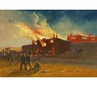 POSTERIIk Vintage Print Pop Art Landscape Artwork Bristol Riots the Burning of Gate Prison by Baker Pyne Art Prints for Office Home Decor 60x90cm