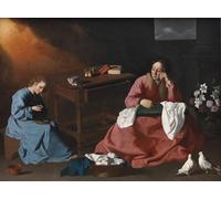 POSTERIIk Vintage Print Pop Art Landscape Artwork Christ and the Virgin in the House At Nazareth by Francisco De Zurbaran Art Prints for Office Home Decor 60x90cm